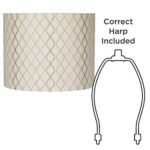 Embroidered Hourglass Medium Lamp Shade 14" Top X 14" Bottom X 11" High (Spider) Replacement With Harp And Finial - Springcrest #TOP5