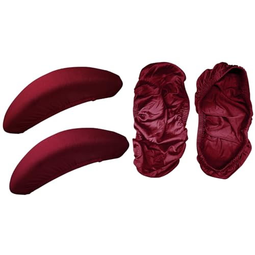 Image of HOKIPO 'SereneSolids' 140 GSM Armrest Covers for Office Chair (Elastic Style), 1 Pair, Burgundy (AR-5933-BRGN)