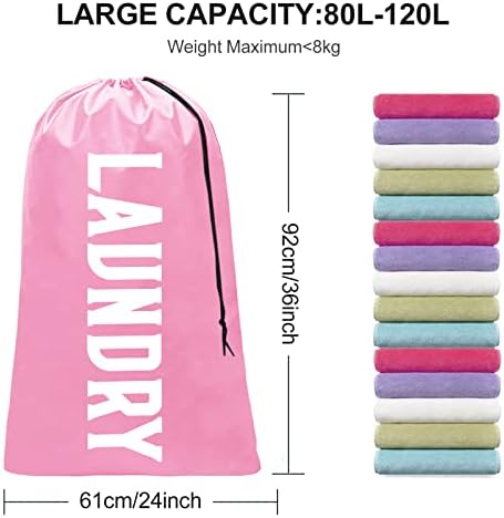 Nidoul 2 Pack XL Laundry Bags, Drawstring Closure Dirty Clothes Bag Organizer, Heavy Duty Large Laundry Bag, Durable Rip-Stop Bags for Camp Travel, Machine Washable 24" x 36" (Pink & Blue)