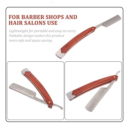 Lurrose Straight Razor- Carbon Steel Straight Edge Barber Razor Professional Mens Straight Razor Kit With Vintage Wood Handle #TOP3