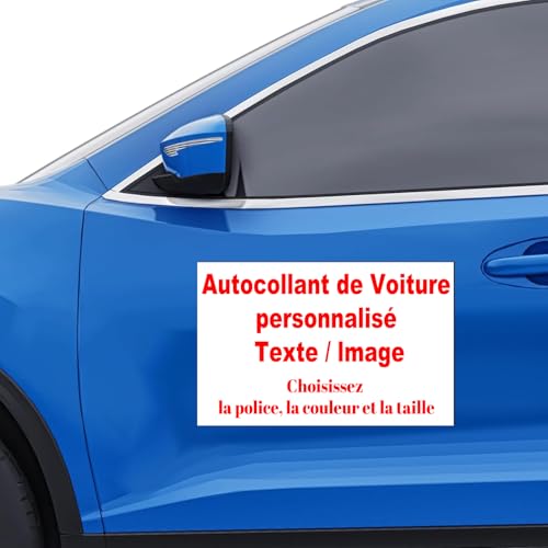 Autocollant Voiture Personnalisé avec Fond Uni – Sticker Vinyle sur Mesure avec Logo ou Texte – Étanche, Autocollant pour Voiture, Camionnette, Remorque, Vitre