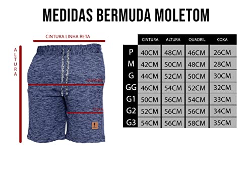 Kit 02 Bermudas Masculinas Moletom Polo Marine (G, Kit 02)
