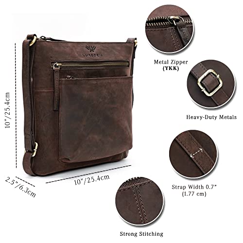Real Leather Crossbody Purses For Women, Handmade Crossbody Bags For Women, Adjustable Strap, Triple Zip Premium Material, Classy - Dark Brown #TOP5