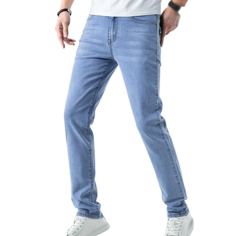 Retro Business Men Slim Straight Leg Jeans Cotton Stretch Pants2