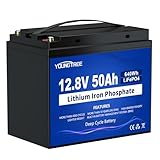 YoungTree 12V 50Ah LiFePO4 Battery, Built-in 50A BMS, Deep Cycle Lithium Battery Up to 15000 Cycles & 10-Year Lifetime, Suitable for Trolling Motor, Backup Power, RV, Camping, Off-Grid