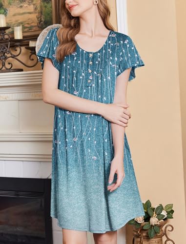 Image of Ekouaer House Dress for Women with Pockets Short Sleeve Moo Moos Plus Size Nightgowns Floral Print Mumu Dresses