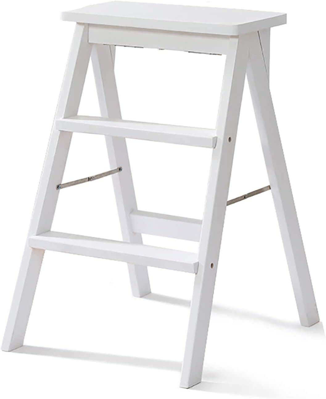 Tabouret d'escalade en bois blanc OKUOKA, escabeau pliant de cuisine à double marche