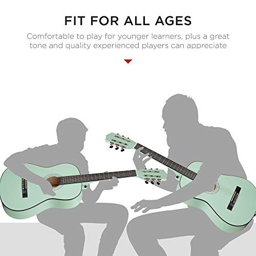 Image of Best Choice Products 38in Beginner All Wood Acoustic Guitar Starter Kit w /Case, Strap, Digital Tuner, Pick, Strings - SoCal Green