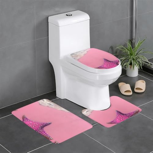 Tapis de bain durables et sûrs en lot de 3 coloris rose pastel