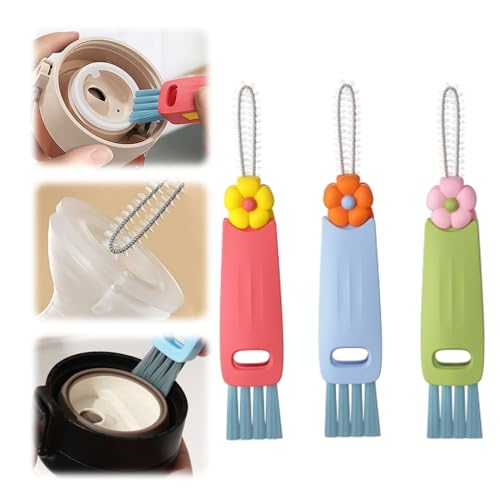 Image of 3 in 1 Cup Lid Cleaning Brush,Crevice Cleaning Brush Set for Baby Bottle Gap Tight Spaces Cup,3 in 1 Bottle Cleaning Brush Set Multifunctional Cleaning Brush Portable Cup Lid Cleaner(3 PCS)
