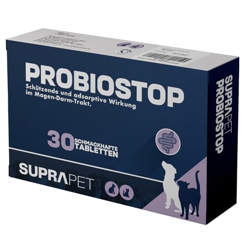Suprapet Probiostop Probiotika für Hunde und Katzen 30 Tabletten – Bekämpft Durchfall und Verdauungsstörungen – Unterstützung für die Darmflora