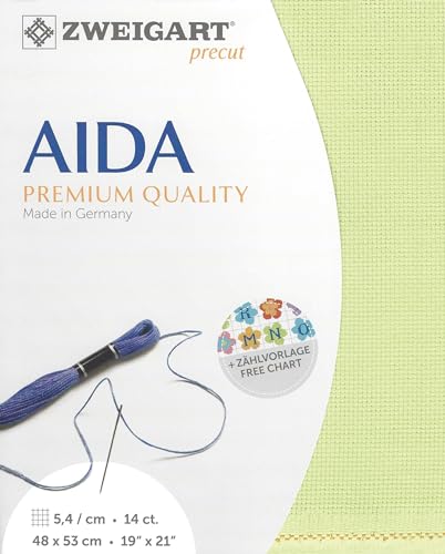 Wizardi Zweigart Stern-Aida 14 Count Lime 3706/6122. Needlework Canvas, Cross Stitch Fabric, Embroidery Canvas 100% Cotton