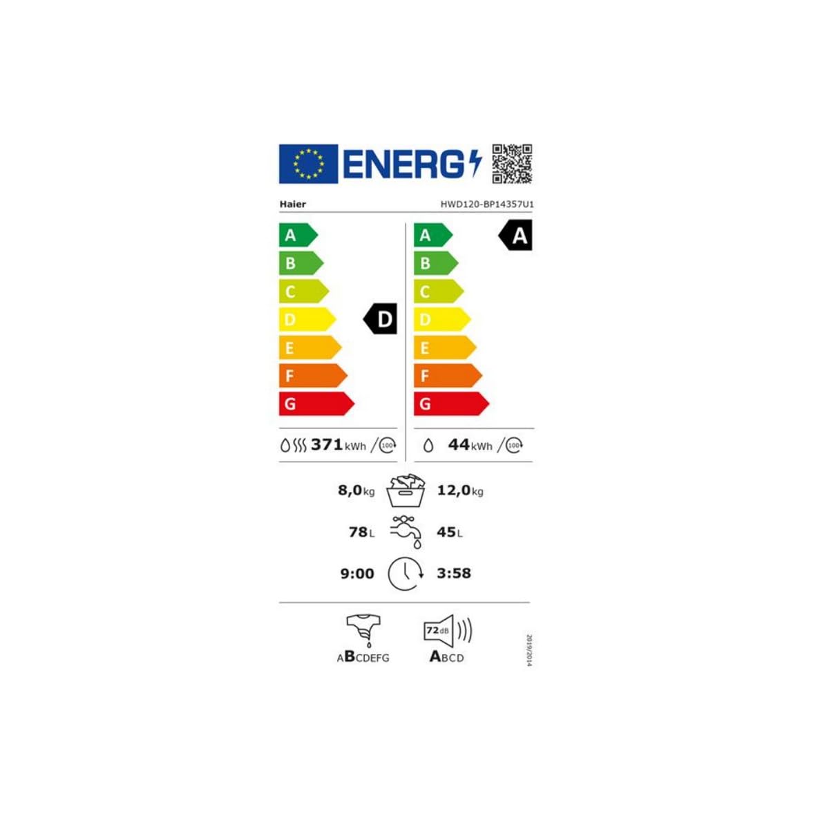Lave-linge séchant HWD120BP14357UFR