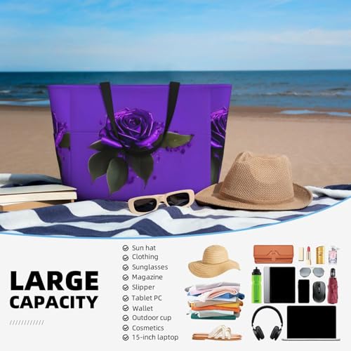 Sac à bandoulière imperméable motif fleurs violettes et noires taille unique - 5