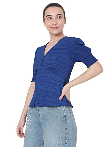 Image of VERO MODA Printed Polyester V Neck Womens Top