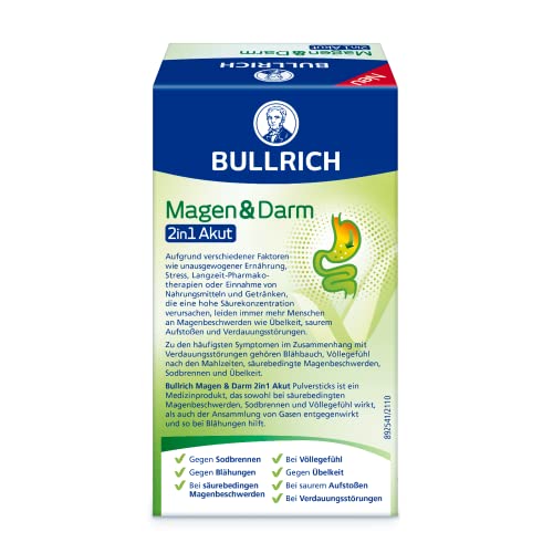 Bullrich Magen & Darm 2in1 Akut | Gegen Sodbrennen und Blähungen | Ideal für unterwegs | vegan | 12 Pulversticks - Image 5