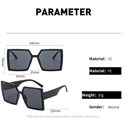 XINXIN Men's Square Sunglasses Outdoor Street Vacation Sunshade (Color : D, Size : Medium)3