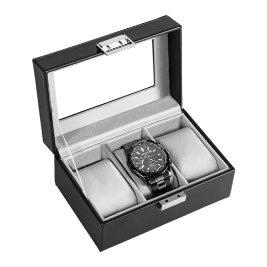 ProCase Uhrenbox mit 3 Fächern, Uhrenkasten mit Glasdeckel, Uhrenkoffer mit Uhrenkissen, Uhrenaufbewahrung, Premium-Uhrenschatulle, PU-Leder Uhrenkasten, Watch Box für Herren - 3 Fächer, Schwarz
