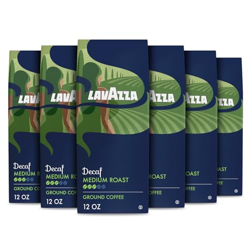 Lavazza Decaf Ground Coffee, Medium Roast, 100% Arabica, 12 oz Bag (Pack of 6)