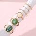 Rrdaily Boho Knuckle Ring Sets for Women,Gold Green Gem Stackable Rings Vintage Green Knuckle Gems Rings Good Luck Midi Finger Rin Aesthetic Statement Thumb Ring Set Jewelry (A)