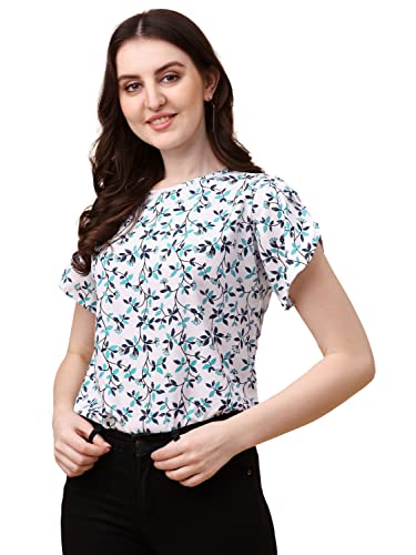 Image of Wedani Women's Casual Short Sleeves Round Neck Foral Regular Fit Top