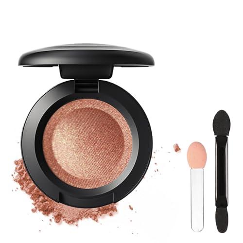 Single Colour Shimmer Eyeshadow Compact - Finely Milled Rose-Gold Pressed Powder with Dual Applicators for Everyday Wear and Evening Looks, Portable Black Case & Blendable Formula for All Eye Types