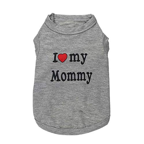 Mumoo Bear I love my mommy Dress Clothes Shirt Vest Costume for small Dog Puppy Cat Grey Fancy Paws - Size M