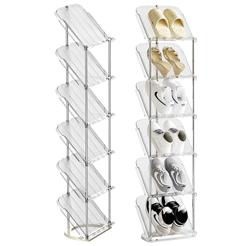 TuMuGoGo Zapatero organizador de espacio estrecho, soporte vertical para zapatos de 45 grados, para entrada, pasillo, armario (6)