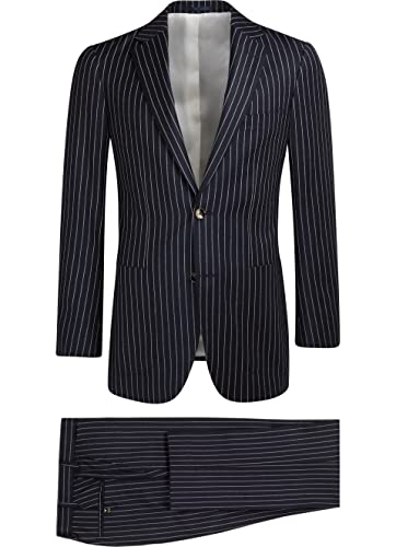 Costume rayé homme à revers échancrés coupe ajustée style haute couture