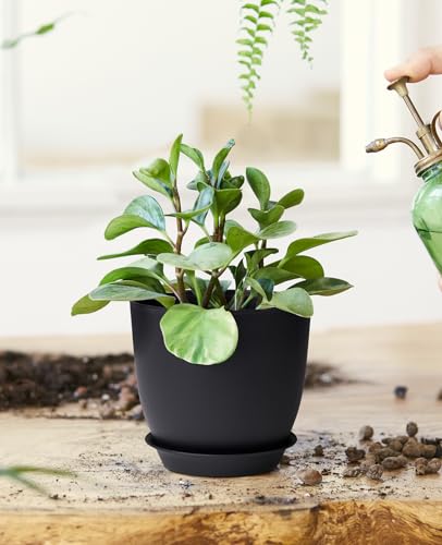 Homenote Plastic Planter 7/6/5.5/4.8/4.5 Inch Flower Pot Indoor Modern Decorative Plastic Pots For Plants With Drainage Hole And Tray For All House Plants thumb #4