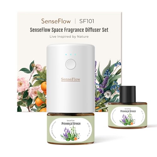 SenseFlow Difusor Aceites Esenciales Difusor de Aromas SF101 Pro – Ultrasónico Sin Agua, 100 % Vegetal, Aromaterapia120 Días, para Hogar, Hotel y Estudio Hasta 100 ㎡, Brisa Provenzal