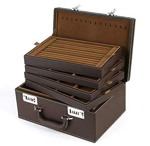 Grande capacità 4 strati PU pelle gioielli Box Organizer con serratura per viaggio, matrimonio o regalo
