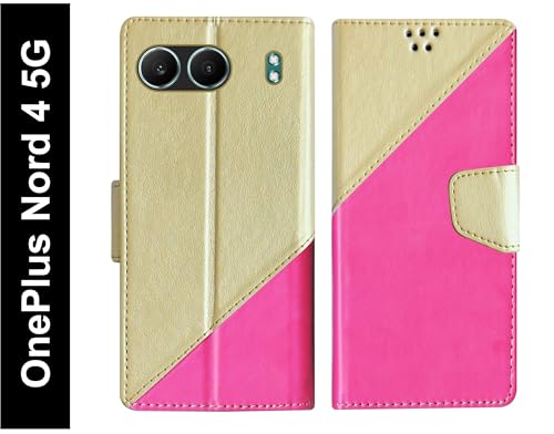 Image of SBMS Flip Cover for OnePlus Nord 4 5G Back Cover Case with Magnatic Closure | Inbuilt Stand | Card & Money Pocket (MultiPink)