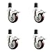 Service Caster Brand 4 Inch 316 Stainless Steel Light Duty Swivel Expanding Stem Caster Set of 4 Maroon Polyurethane Caster Wheels and 1-3/4? Stem?1,400lbs. Total Cpty?Casters with Total Locking Brake