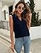 Blingfit Shirts for Women Dressy Casual V Neck Lace Sleeveless Blouses Summer Dressy Tank Tops Loose Tunics Navy Blue M