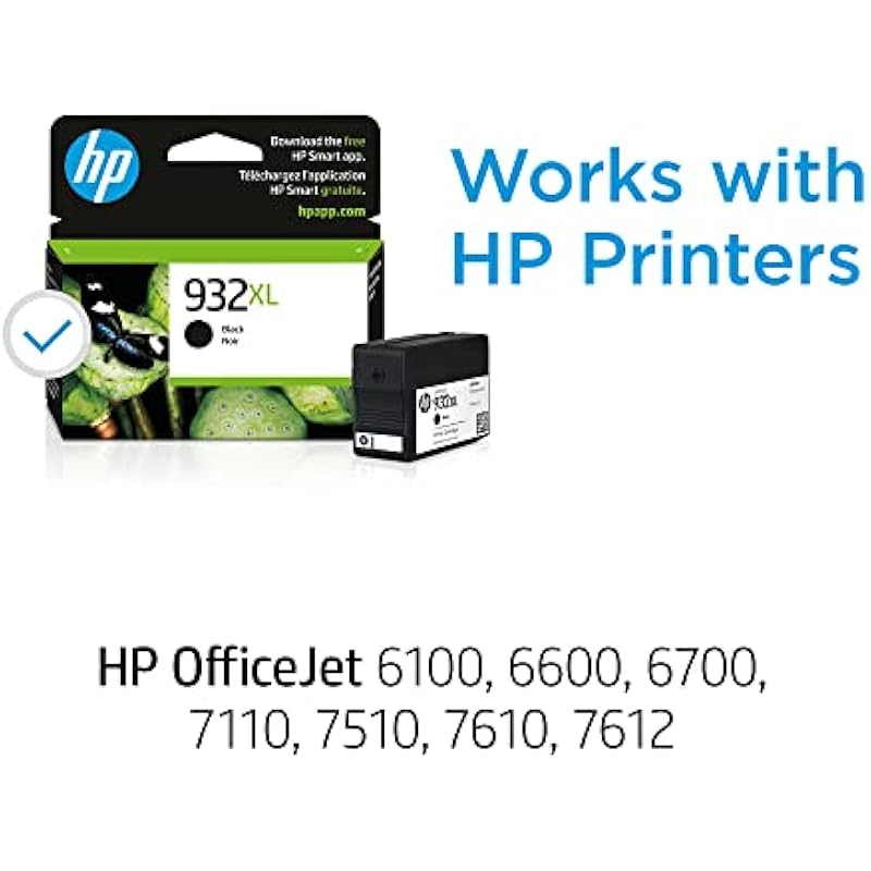 HP 932XL Black High-yield Ink Cartridge for HP Printers | Works with Printer Series: OfficeJet 6100, 6600, 6700, 7110, 7510, 7610 | CN053AN 상세이미지 2