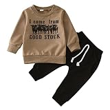 IQYU Teenager Geschenke Jungen Neugeborenes Baby Junge niedliche Kleidung Kuh Langarm Sweatshirt Tops Kordelzug Hosen 2 Stück Kleinkind Jungen Winterkleidung Taufanzug 92