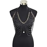 Cadena de perlas de imitación negras para mujer, cadena de cuello halter para festivales, fiestas, serie oscura, cadena de brasier de perlas de imitación