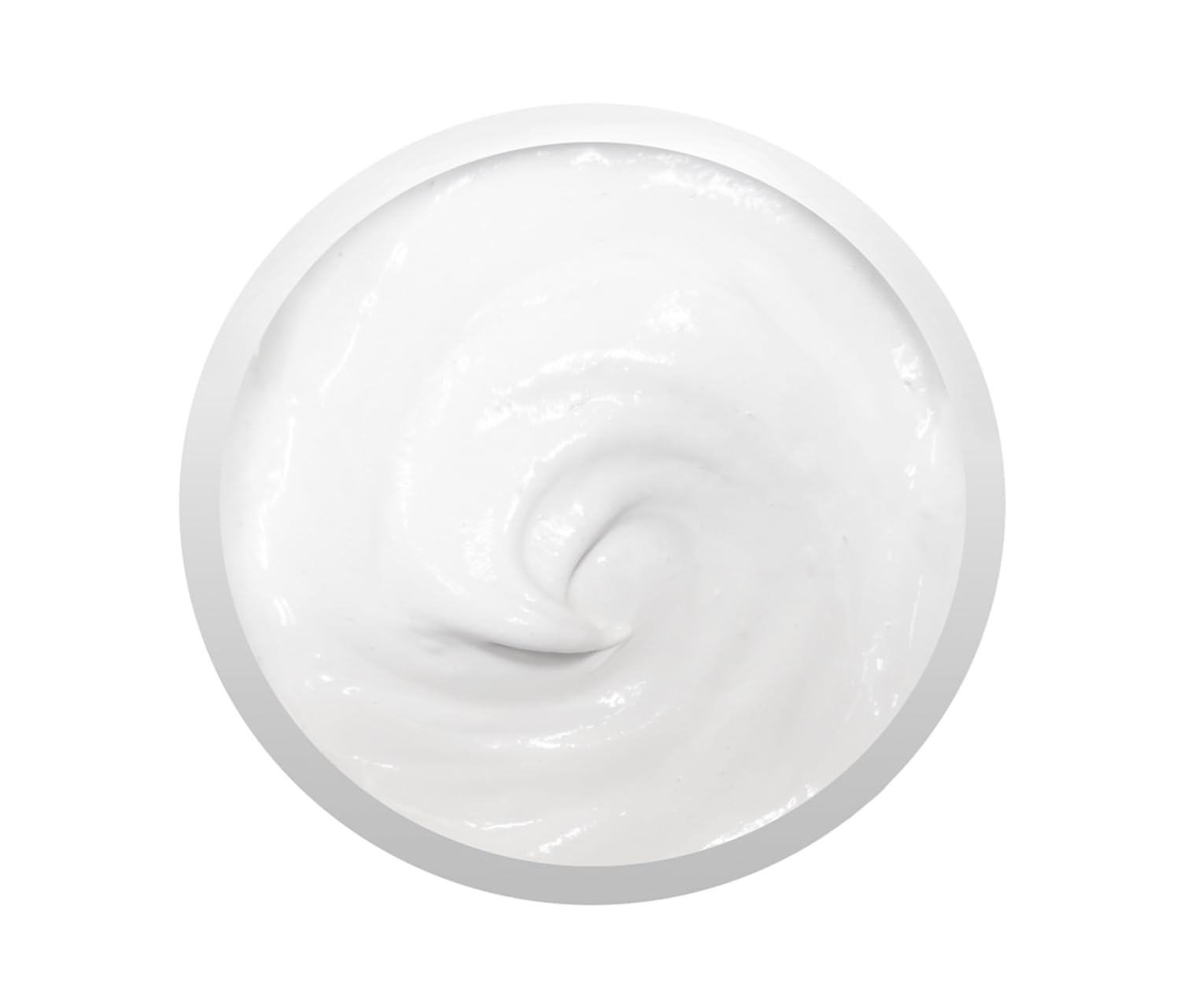 Close-up top view of the white, creamy texture of the Raya Glycolic Exfoliating Masque in its jar.