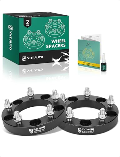 YHTAUTO 5x5.5 Lug Centric Wheel Spacers 1 inch Compatible with Ford Dodge & Jeep Model F150 E-150 Ram 1500 Bronco CJ3 CJ5 CJ5A Tire Spacers w/ 1/2-20 Studs 108mm Center Bore 5 Lug 2PCS Black