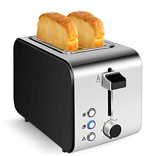 Toaster 2 Slice Extra-Wide Slot Toaster, 7 Browning Settings, Defrost/Reheat/Cancel Functions, Toast Boost, Auto Shutoff, Removable Crumb Tray, 800W,Black