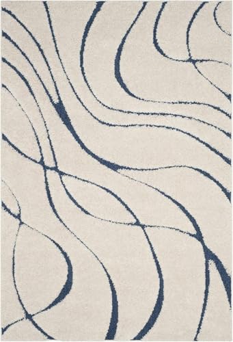 Image of Carpet for Hallway, Kitchen, and Modern InteriorsCarpetCozy Shag Runner for Living Room, Bedroom & Office Decor ETC Size 4x6 feet, Patten-Solid Ivory Blue 0- Cut