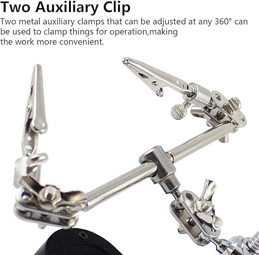 Image of URBAN BOX 5 LED Magnifying Soldering Iron Stand with Helping Hand Clip, 2.5X 7.5X 12.5X Magnifier, Black and White, Medium