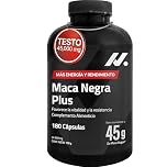 Maca Negra Alta Dosis – 45.000 mg Equivalente (Extracto 100:1) con Zinc, Calcio, Vitamina B6, L-Arginina y Taurina – 180 Cápsulas Veganas de Maca – Sin Cafeína, Sin Gluten ni Lactosa, Vegano – Nyvos