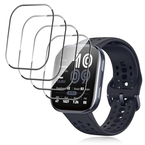 �y4���Z�b�g�zFor Amazfit Bip 6 �t�B���� �ی�t�B���� Kluso PET������ 3D�ȖʃJ�o�[ �����ߗ� �����x�^�b�` �w��h�~ �Ռ��z�� �����z�� �C�A�h�~ Amazfit Bip 6 �Ή� �t���t�B����