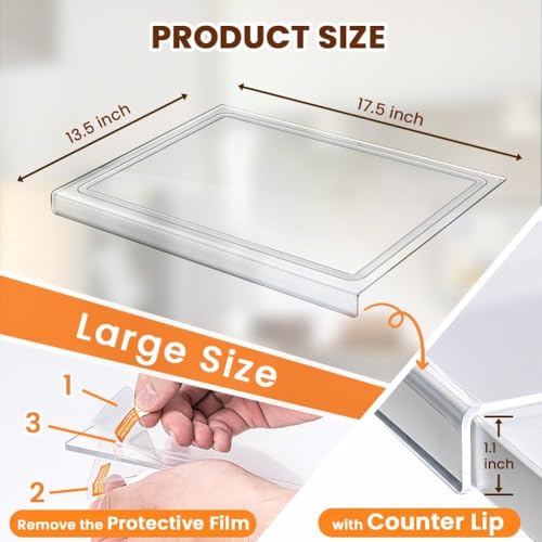 Tabla de Cortar de Acrílico con Borde para Encimera, 45,9 x 36,1 cm, Transparente, Antideslizante, con Ranura para Jugos, Ideal para Frutas, Pan y Verduras miniatura 3