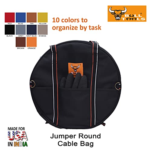 Image of EV Charging & Jumper Cable Storage Bag, Organizer 6 Pocket Handmade Carry Bag - 15x15x4 Inch Waterproof Ballistic Polyester Oval Bag, Cords, Small Tools, For Motor Vehicles
