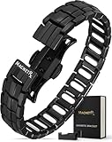 MagnetRX® Bracelet Magnétique Homme – EllipseMAX Puissance 5X avec Aimants 5000 Gauss – Bracelet Homme en Titane Premium, Conçu aux États Unis, Longueur Ajustable & Brevet en Cours (Noir)