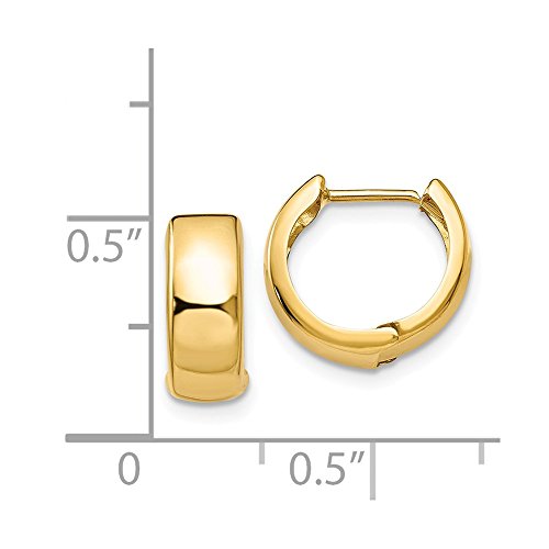 14K YELLOW GOLD SMALL ROUND HINGED HOOP EARRINGS HUGGIE HOOPS 4mm 0.5 INCH4
