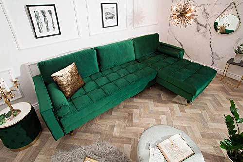 Ecksofa 260cm Ottomane beidseitig Comfort grün Samt Federkern Design Elegant 3er-Sofa Lounge – Bild 5